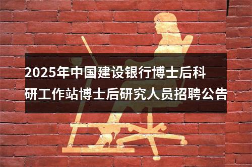 2025年中国建设银行博士后科研工作站博士后研究人员招聘公告 图片