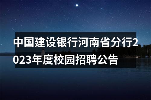 中国建设银行河南省分行2023年度校园招聘公告 图片