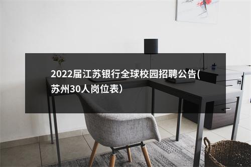 2022届江苏银行全球校园招聘公告(苏州30人岗位表）                进入阅读模式 图片