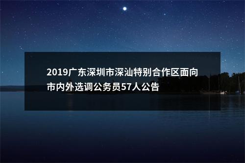 2019广东深圳市深汕特别合作区面向市内外选调公务员57人公告 图片