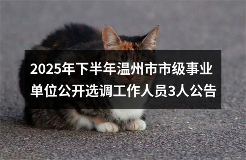2025年下半年温州市市级事业单位公开选调工作人员3人公告 图片