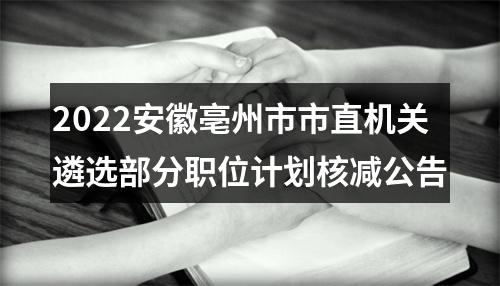 2022安徽亳州市市直机关遴选部分职位计划核减公告 图片
