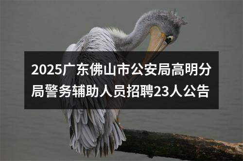 2025广东佛山市公安局高明分局警务辅助人员招聘23人公告 图片