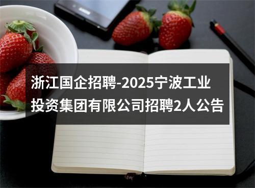 浙江国企招聘-2025宁波工业投资集团有限公司招聘2人公告 图片