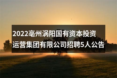 2022亳州涡阳国有资本投资运营集团有限公司招聘5人公告 图片