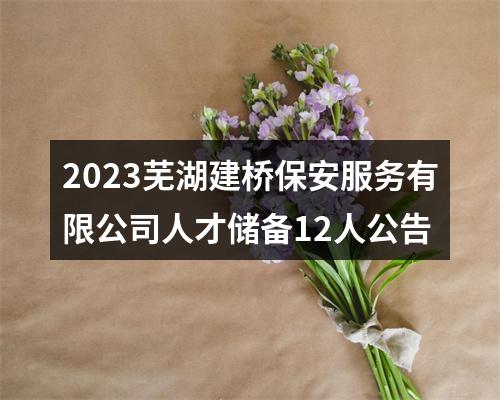 2023芜湖建桥保安服务有限公司人才储备12人公告 图片