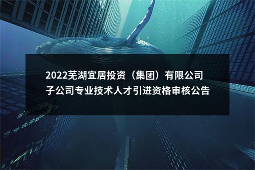 2022芜湖宜居投资（集团）有限公司子公司专业技术人才引进资格审核公告 图片