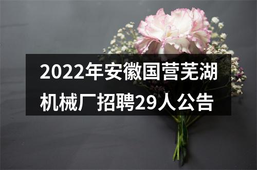 2022年安徽国营芜湖机械厂招聘29人公告 图片