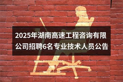 2025年湖南高速工程咨询有限公司招聘6名专业技术人员公告 图片