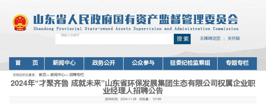2024年山东省环保发展集团生态有限公司权属企业职业经理人招聘公告 图片