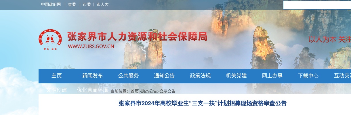 2024湖南张家界市高校毕业生“三支一扶”计划招募现场资格审查公告 图片