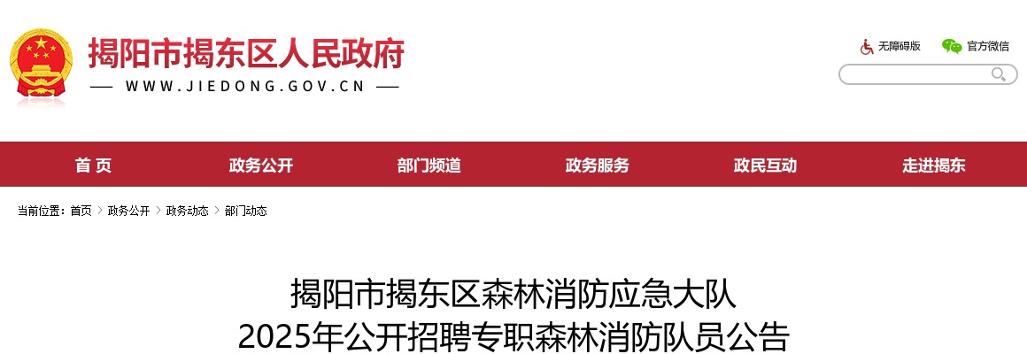 2025广东揭阳市揭东区森林消防应急大队招聘专职森林消防队员8人公告 图片