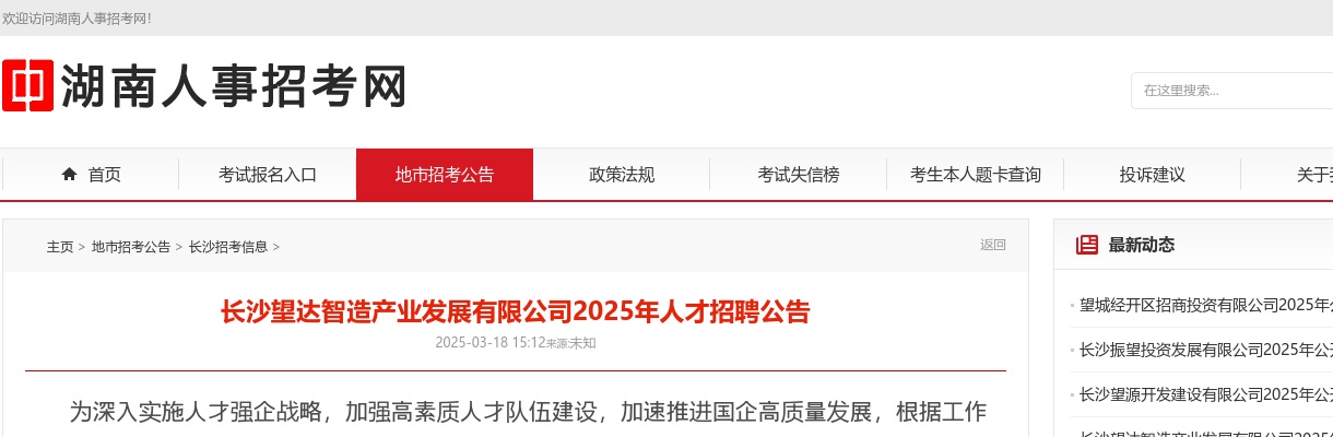 2025年湖南长沙望达智造产业发展有限公司招聘14人公告 图片