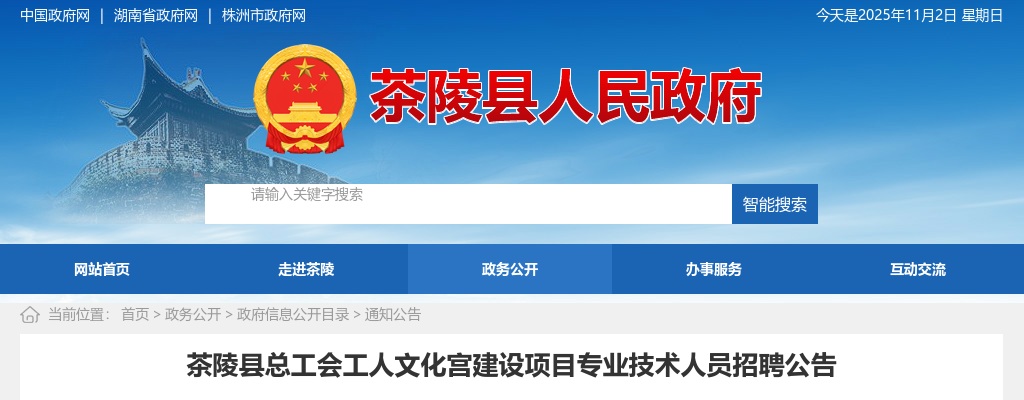 2025湖南株洲茶陵县总工会工人文化宫建设项目专业技术人员招聘公告 图片