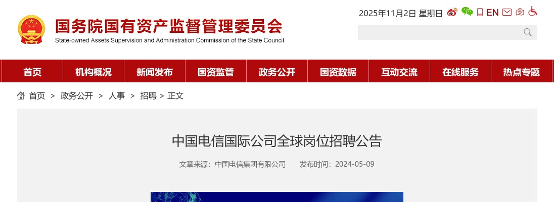 2024年中国电信国际公司全球岗位招聘公告 图片
