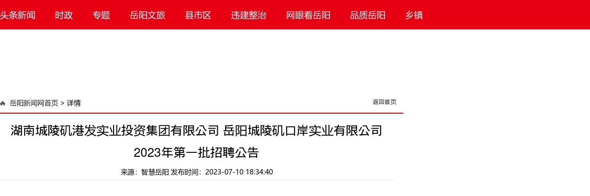2023湖南城陵矶港发实业投资集团有限公司 岳阳城陵矶口岸实业有限公司第一批招聘4人公告 图片