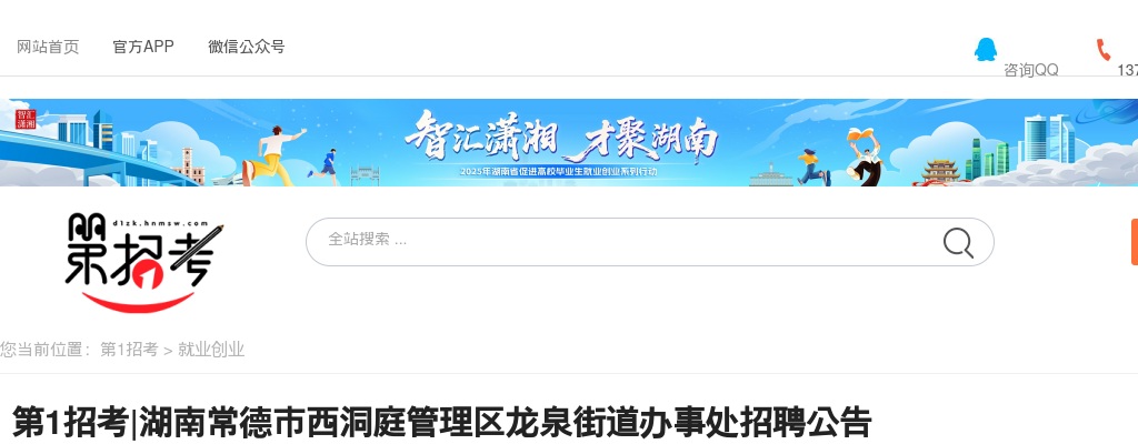 2023湖南省常德市西洞庭管理区龙泉街道办事处招聘公告 图片
