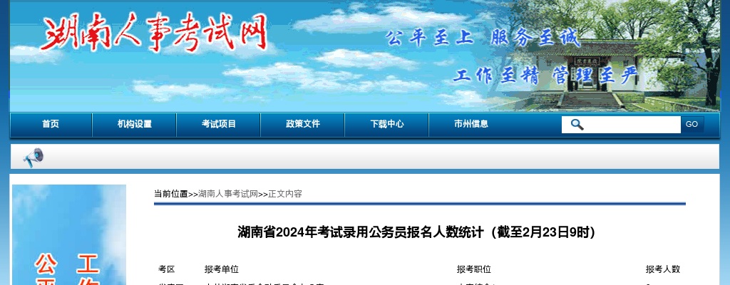 2024年湖南公务员考试报名人数统计（截至2月23日9时） 图片