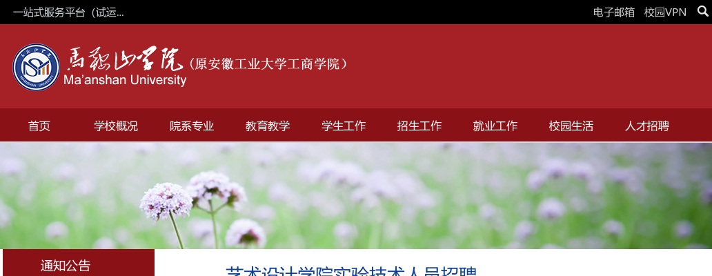 2025年马鞍山学院艺术设计学院实验技术人员招聘1人公告 图片