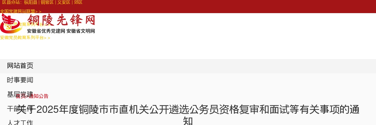 2025年铜陵市市直机关公开遴选公务员资格复审和面试等有关事项通知 图片
