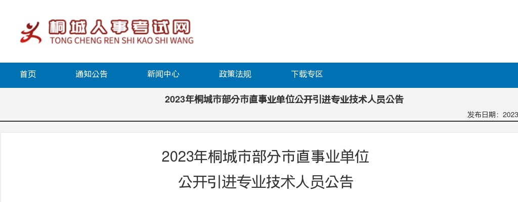 2023年安庆桐城市部分市直事业单位公开引进专业技术人员3人公告 图片
