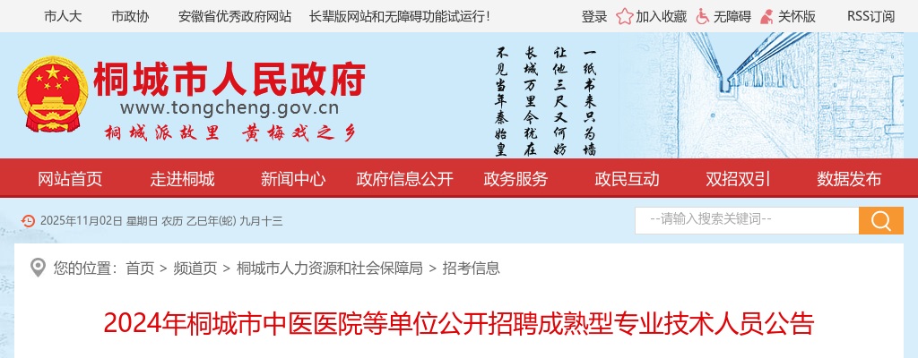 2024安庆桐城市中医医院等单位公开招聘成熟型专业技术人员9人公告 图片