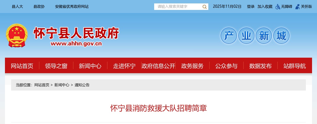 2025年安庆怀宁县消防救援大队招聘3人简章 图片