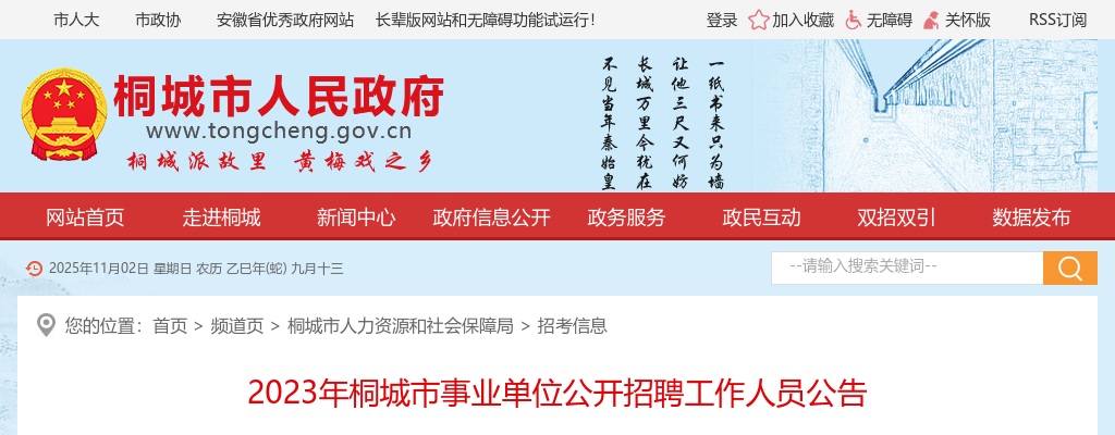 2023年安庆桐城市事业单位招聘26人公告 图片