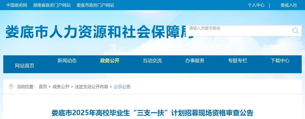 2025年娄底市三支一扶现场资格审查公告 图片