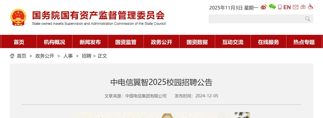 2025中电信翼智校园公开招聘公告 图片