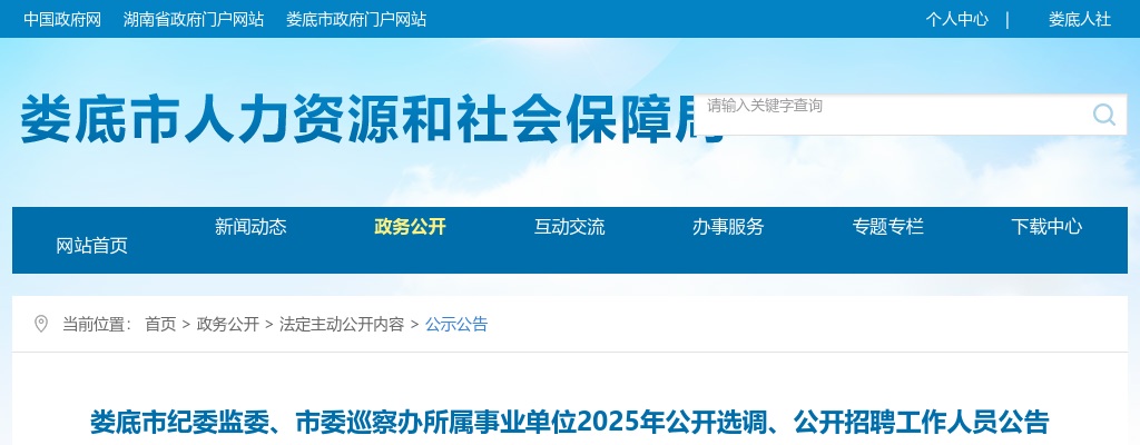 2025湖南娄底市纪委监委、市委巡察办所属事业单位公开选调、公开招聘工作人员9人公告 图片