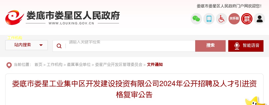 2024年湖南娄底市娄星工业集中区开发建设投资有限公司招聘及人才引进资格复审公告 图片
