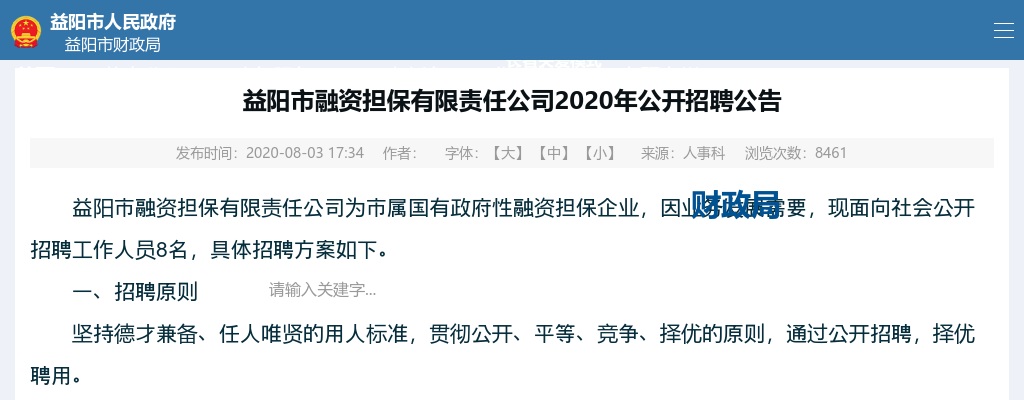 2020湖南益阳市融资担保有限责任公司招聘8人公告 图片