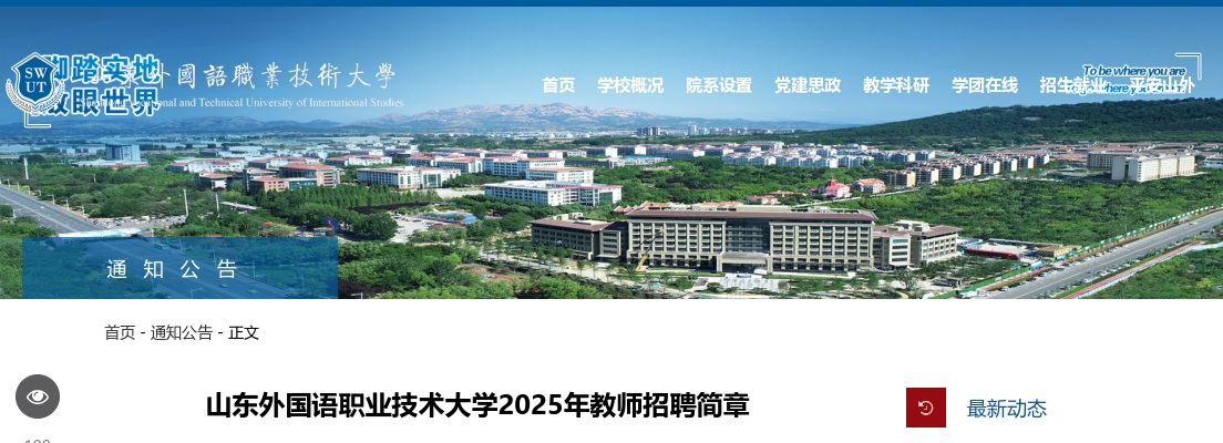 2025年山东外国语职业技术大学教师招聘简章（105人） 图片
