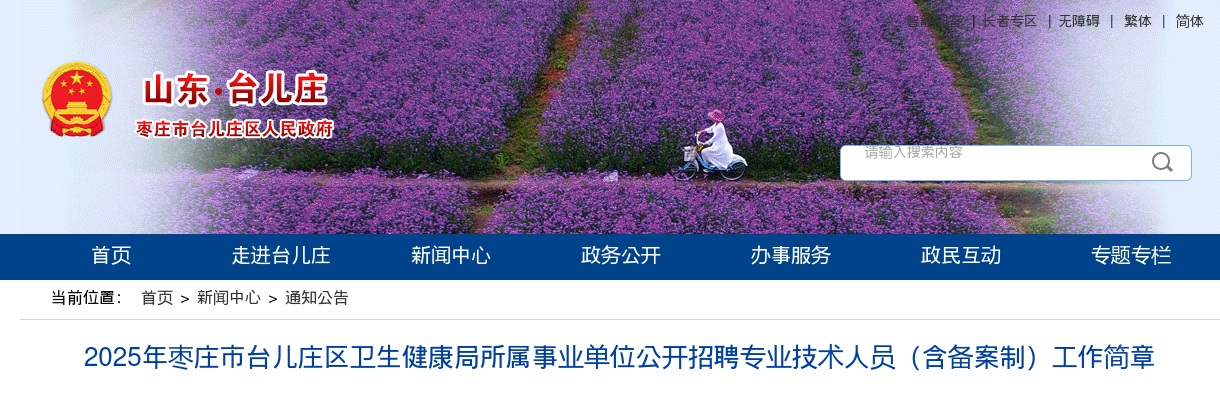 2025年枣庄市台儿庄区卫生健康局所属事业单位公开招聘专业技术人员（含备案制）工作简章 图片