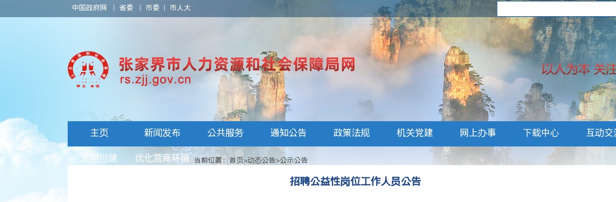 2024湖南张家界市就业服务中心招聘公益性岗位工作人员公告 图片
